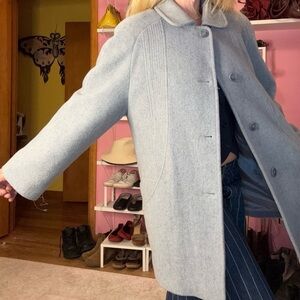 London Fog Light Blue Wool Blend Winter Over Coat ~ Women’s Size 10P